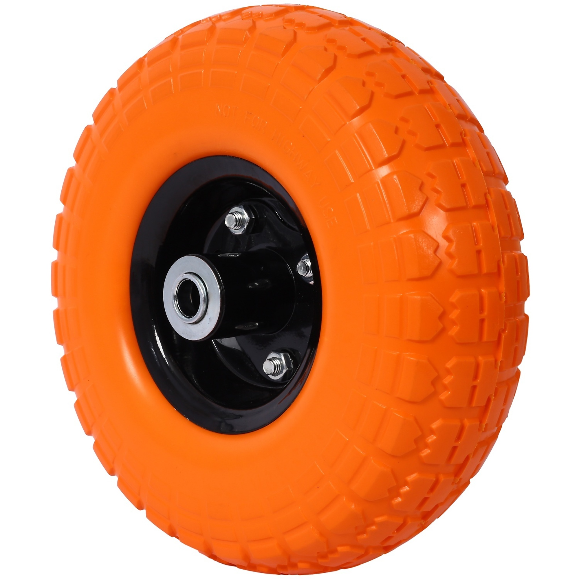 BlackTeck Heavy-Duty Flat-Free Tire — 10in. Diameter, PU Foam, Orange with Black Rim, Model# N2-153029